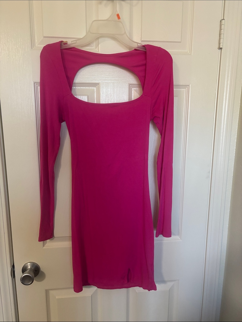 Amazon Fuchsia Long-Sleeve Cutout Bodycon Dress